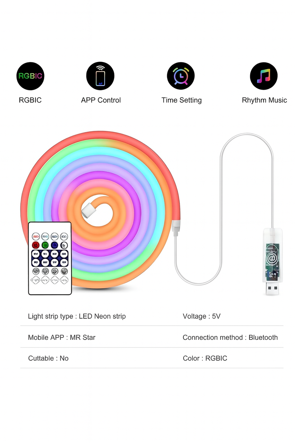 1M LED Smart Neon Strip Light (DC 5V USB)